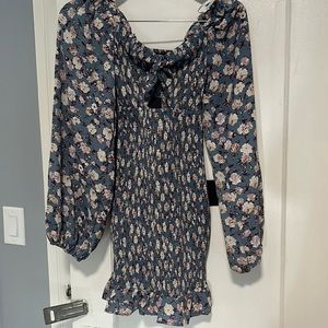 Dusty floral blue mini Lulus dress